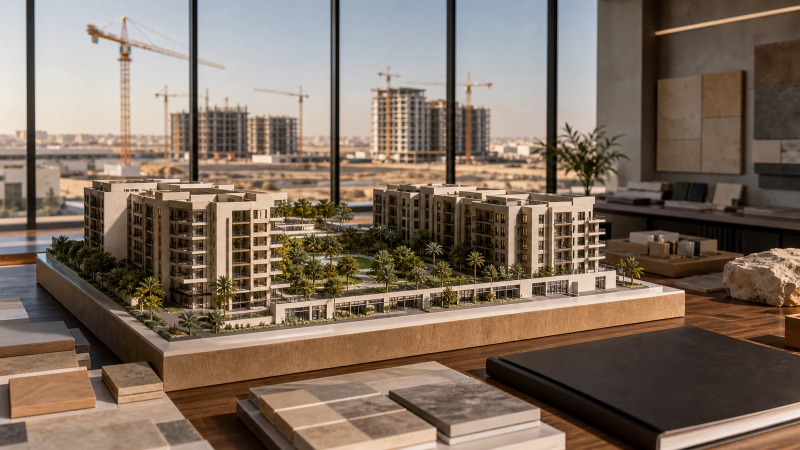مجسم مشروع سكني داخل استوديو معماري