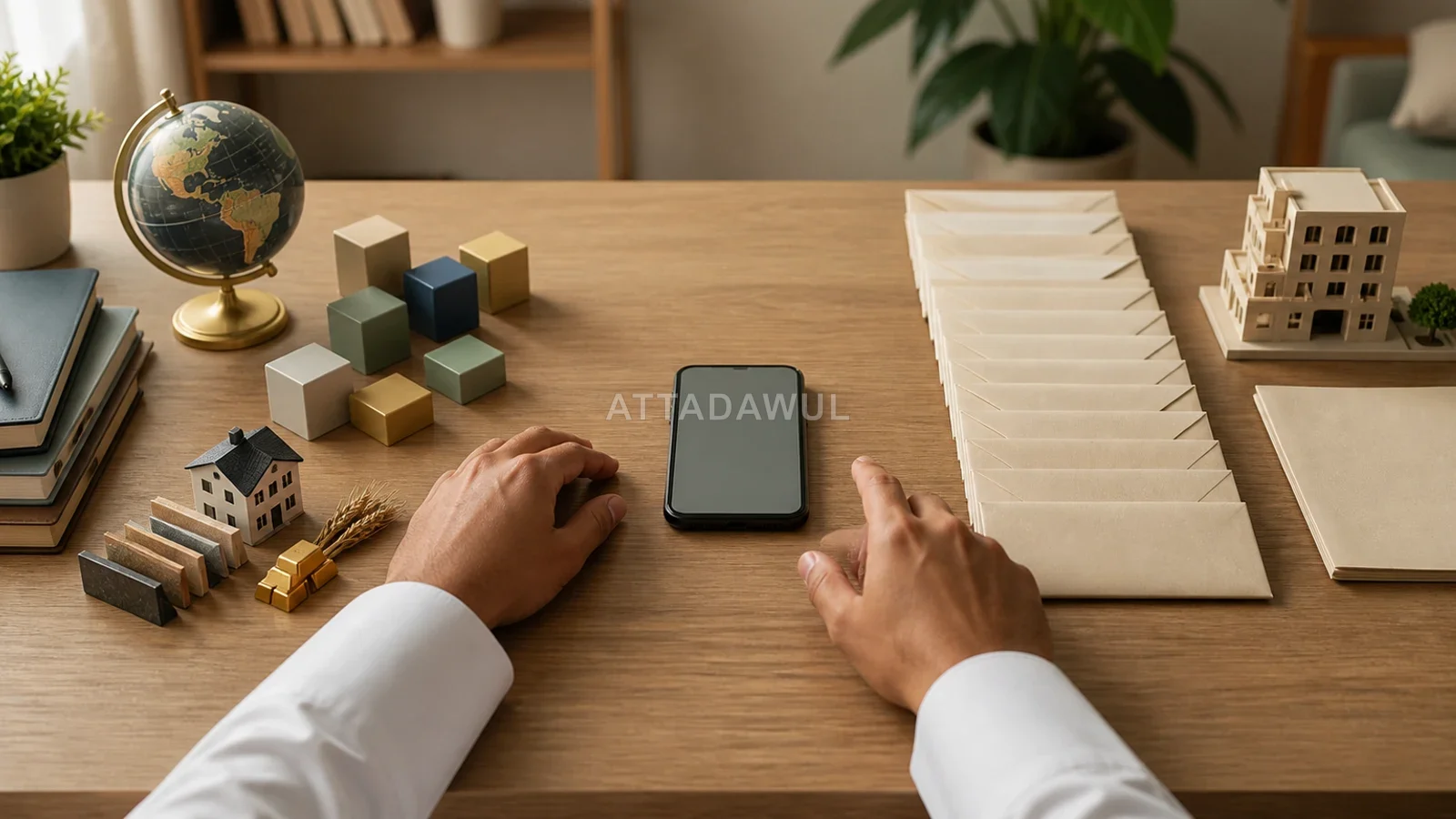 مستثمر يقارن بين محفظة متنوعة وخيار للدخل الشهري على مكتب منزلي